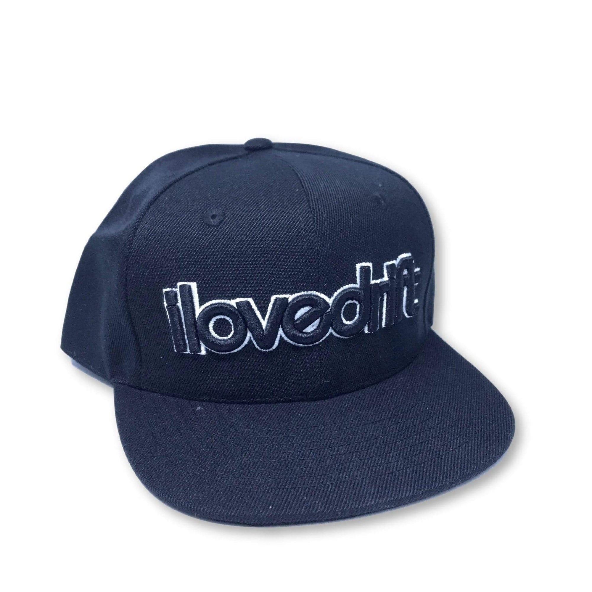 I Love Drift Clothing Black ilovedrift Snapback Flat Brim Cap